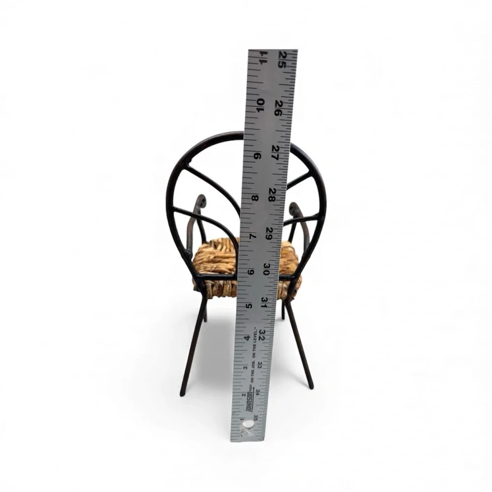 Pottery Barn Miniature Wrought Iron & Rattan Arm Chair
